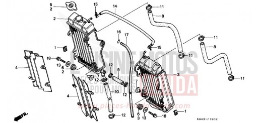 RADIATOR (3) CR250RJ de 1988